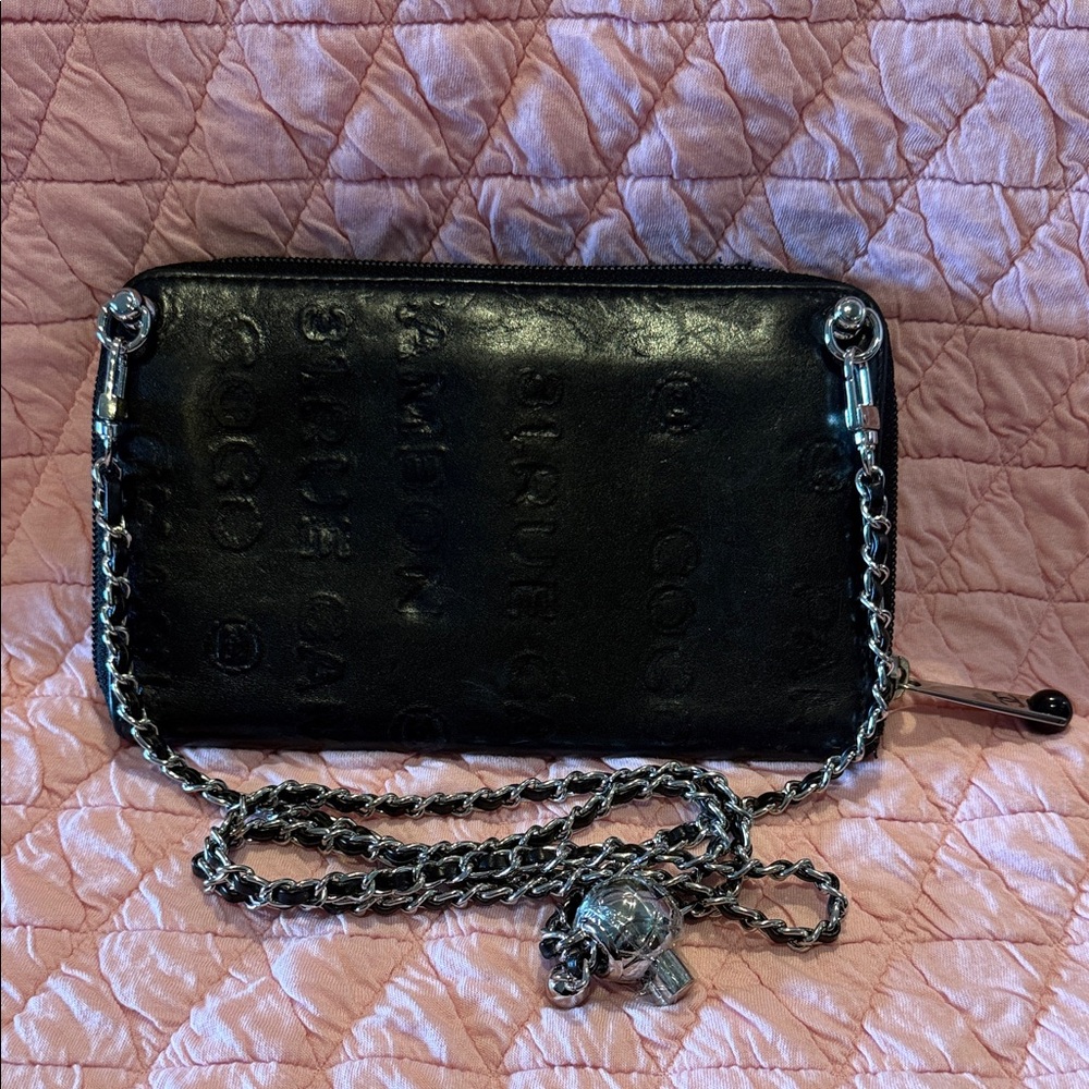 CHANEL Black Wallet/Organizer with Silver Chain - Picture 2 of 9